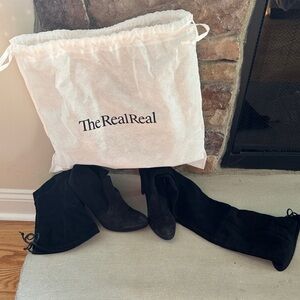 Stuart Weitzman over the knee black suede boots